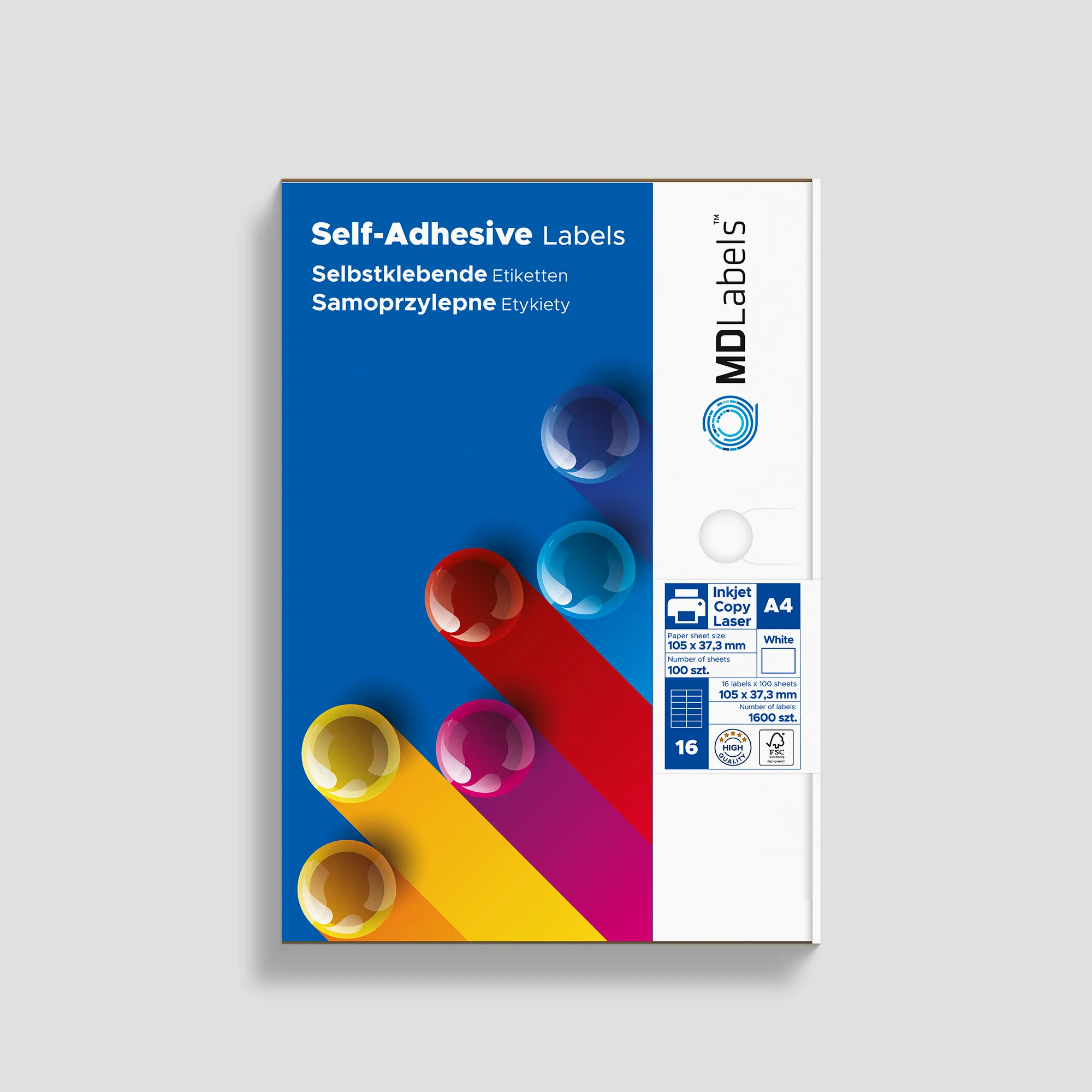 Etykiety samoprzylepne na&nbsp;arkuszu A4
